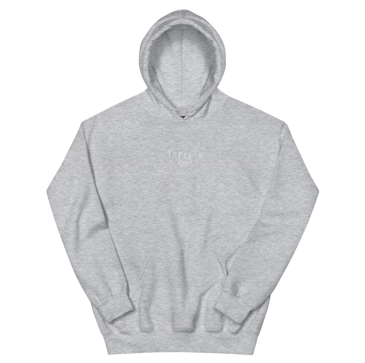 White Embroidered & Bold Back Slogan Hoodie (Sport Grey)
